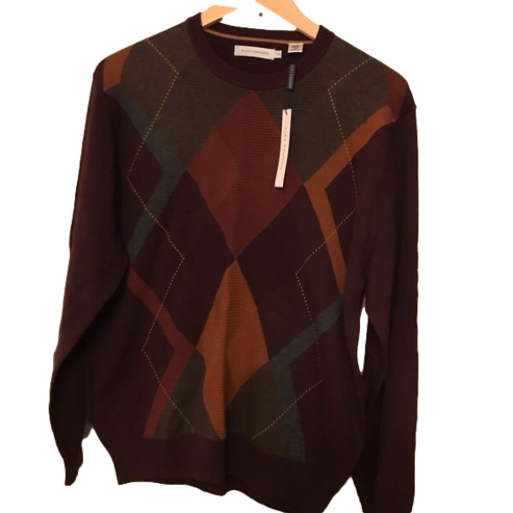Alex Cannon Argyle Patterned Cotton Pull Over Sweater. Size L. New With Tags. - Picture 1 of 6